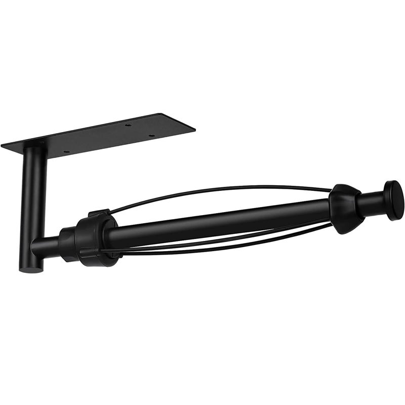 Gewtur Black Paper Towel Holder Under Cabinet  Single Hand Operable Wall Mount Paper Towel Roll Holder with Damping Effect  Self-Adhesive or Drilled for Kitchen Bathroom  SUS304 Stainless Steel - Image 1